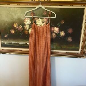Sleeveless Orange Gingham Maxi Dress